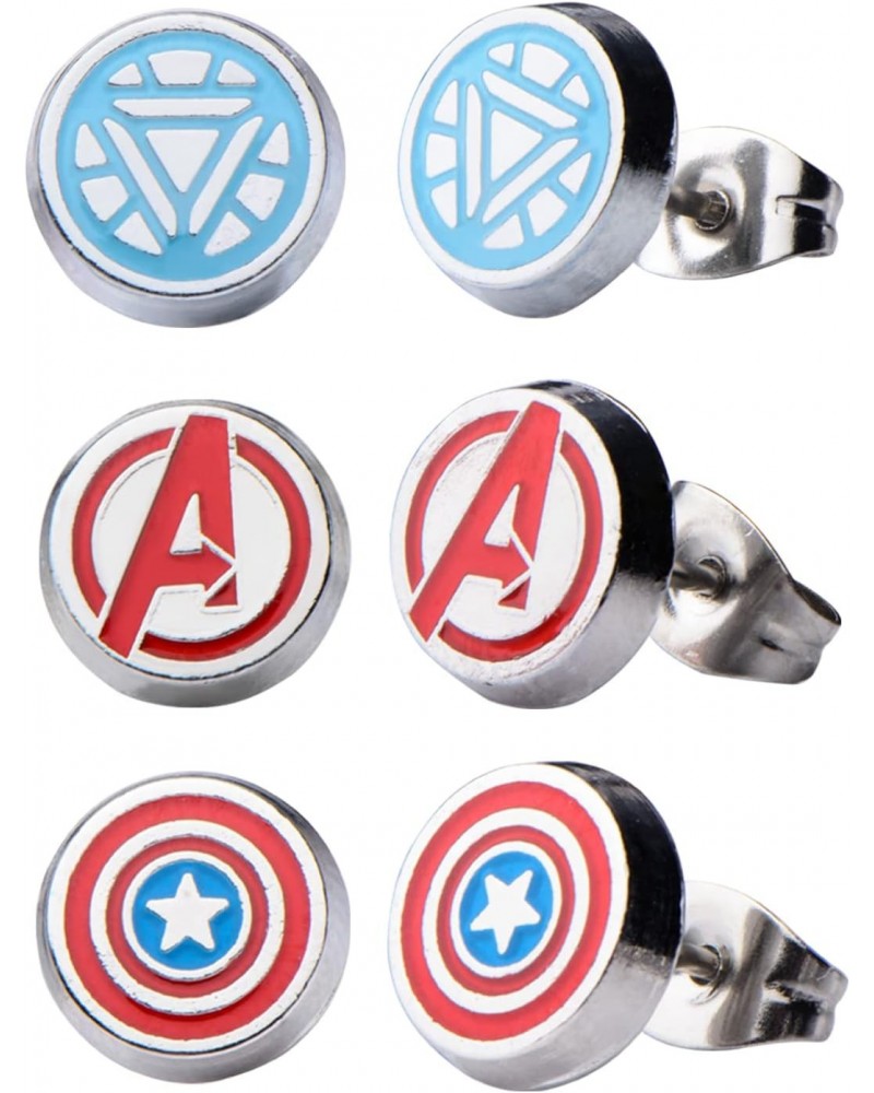 Officially Licensed Stainless Steel Women's Avenger Logo Pack Round Stud Hypoallergenic Earrings, Unisex $10.81 Earrings