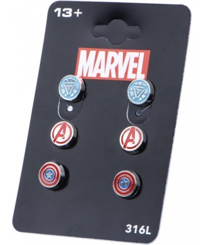 Officially Licensed Stainless Steel Women's Avenger Logo Pack Round Stud Hypoallergenic Earrings, Unisex $10.81 Earrings