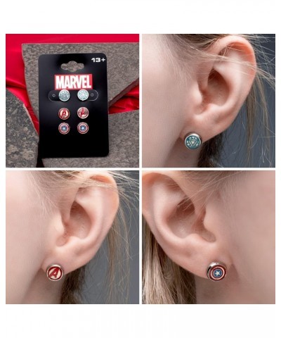 Officially Licensed Stainless Steel Women's Avenger Logo Pack Round Stud Hypoallergenic Earrings, Unisex $10.81 Earrings