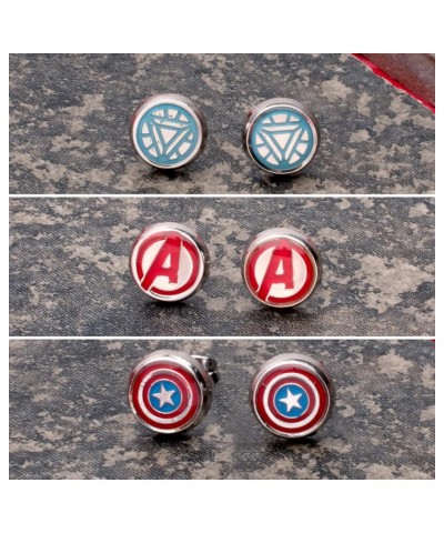 Officially Licensed Stainless Steel Women's Avenger Logo Pack Round Stud Hypoallergenic Earrings, Unisex $10.81 Earrings