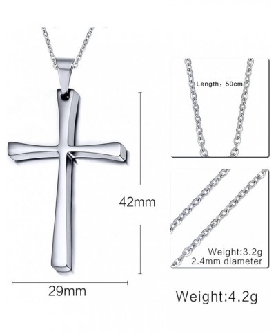 High Polished Stainless Steel Cross Pendant Necklace for Men Women Girls Boys, Free Chain Silver $8.84 Necklaces