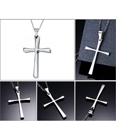 High Polished Stainless Steel Cross Pendant Necklace for Men Women Girls Boys, Free Chain Silver $8.84 Necklaces