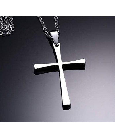 High Polished Stainless Steel Cross Pendant Necklace for Men Women Girls Boys, Free Chain Silver $8.84 Necklaces