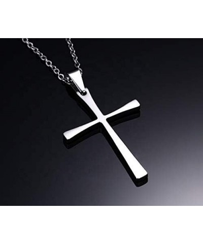 High Polished Stainless Steel Cross Pendant Necklace for Men Women Girls Boys, Free Chain Silver $8.84 Necklaces