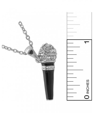 Crystal Black Karaoke Microphone Necklace (Silver Plated) $9.27 Necklaces