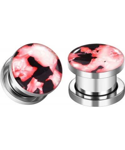 Pair Ear Gauges for Women Men Ears Plugs Tunnels Stretching Surgical Steel Piercing Jewelry 2G-5/8 inch 0G(8mm) Red Black She...