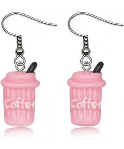 Creative Coffee Cup Drop Earrings Dangle Earrings for Women Jewelry Personality Gifts pink $8.99 Earrings