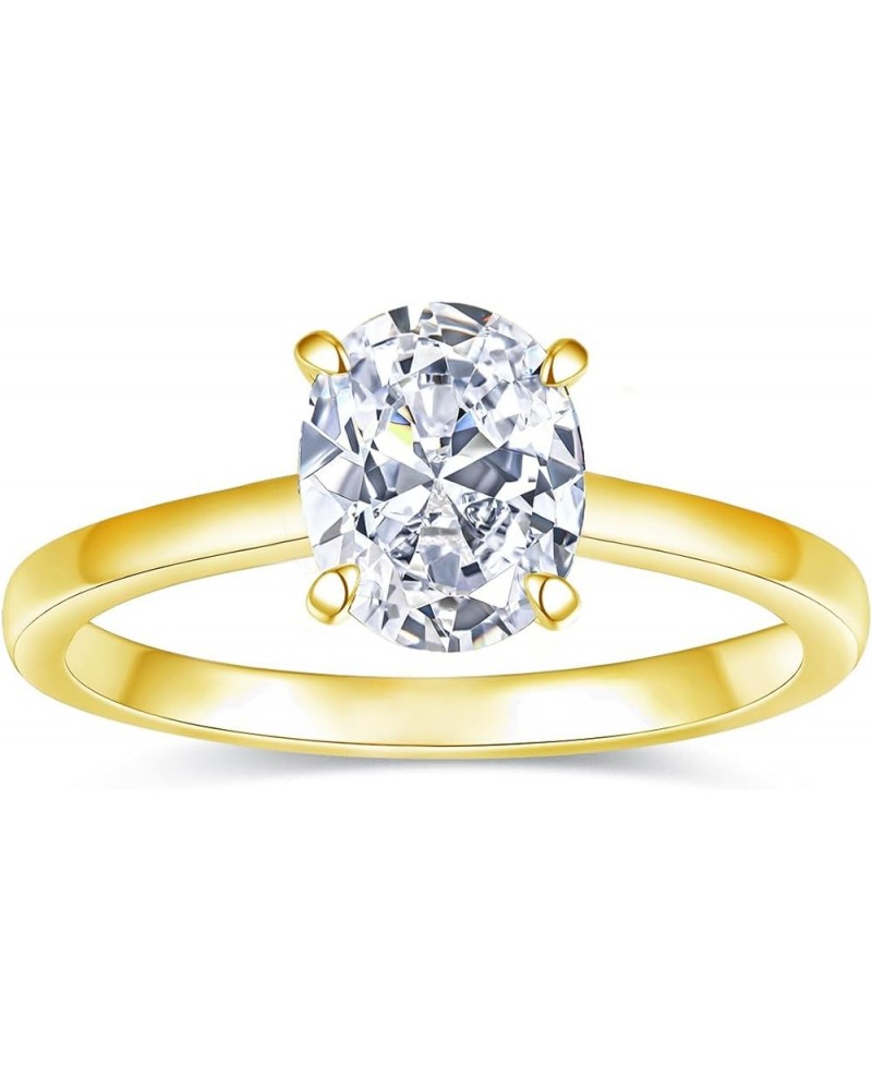 3CT | 2CT 18K Gold Plated Solitaire Engagement Rings for Women | Oval Cut Cubic Zirconia Wedding Promise Rings for Her | Jewe...