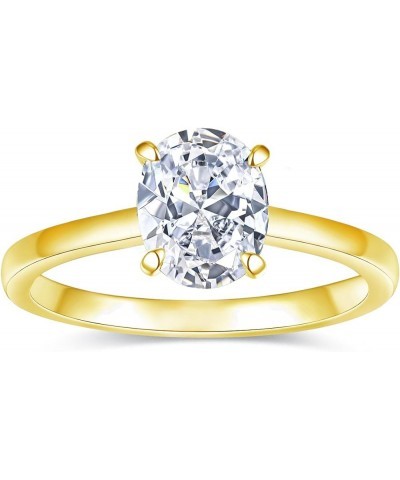 3CT | 2CT 18K Gold Plated Solitaire Engagement Rings for Women | Oval Cut Cubic Zirconia Wedding Promise Rings for Her | Jewe...