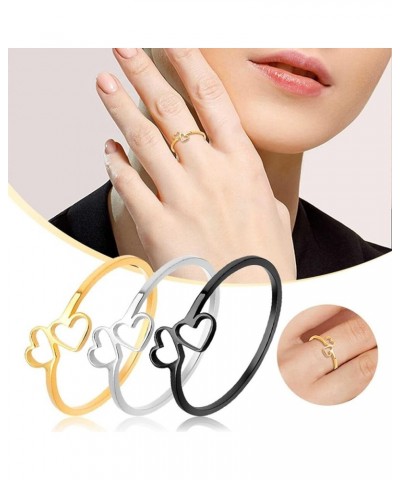 Double Heart Rings for Women,Dainty Stackable Cubic Zirconia Thumb Ring,Love Friendship Dual Band Engage Wedding Gold Silver ...