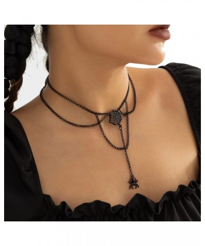 Halloween Spider Necklace for Women Gothic Spider Web Pendant Choker Necklace Halloween Necklace Costume Accessories Black sp...