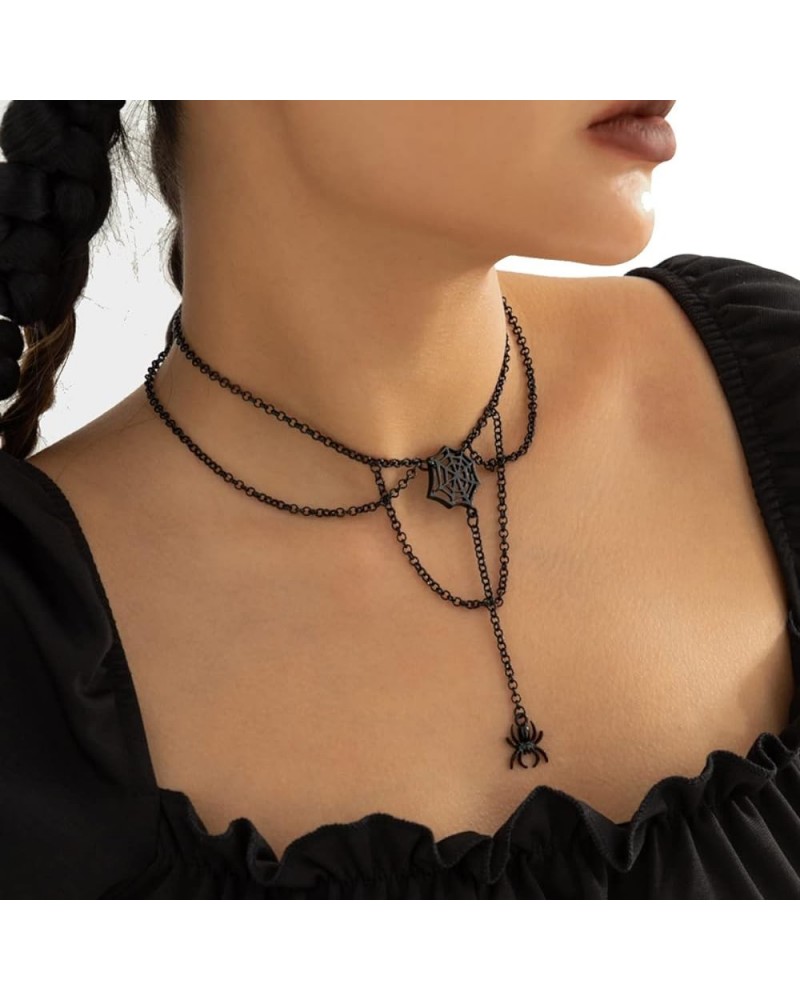 Halloween Spider Necklace for Women Gothic Spider Web Pendant Choker Necklace Halloween Necklace Costume Accessories Black sp...