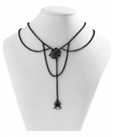 Halloween Spider Necklace for Women Gothic Spider Web Pendant Choker Necklace Halloween Necklace Costume Accessories Black sp...