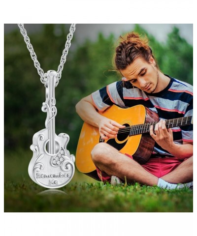 Guitar Urn Necklace for Ashes Music Guitar Memorial Keepsake Pendants Necklace Guitarist Music Lover Cremation Jewelry for As...