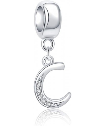 925 Sterling Silver Letter Beads Initial A-z Dangle Alphabet Crystal Charm Fits European Bracelet Gift for Mother C $10.43 Br...