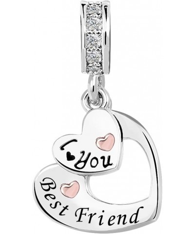 I Love You Heart Dangle Charms Compatible with Pandora Bracelet Necklace for Mom Daughter Grandma Granddaughter Nana Auntie W...