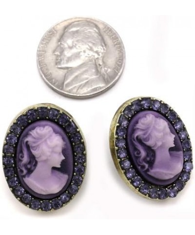 White Gray Cameo Stud Earrings Post Fashion Jewelry Purple $9.17 Earrings