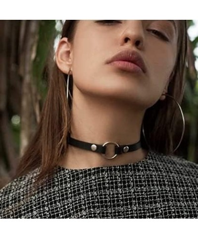 Zoestar Black Leather Choker Necklaces Circle Adjustable Collar Necklace for Women $5.82 Necklaces