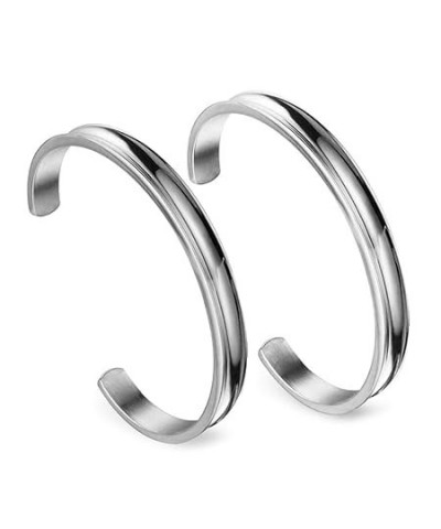 Hair Tie Bracelet Stainless Steel Grooved Cuff Bangle Gift for her (3 PCS Set) 2 PCS silver $14.66 Bracelets