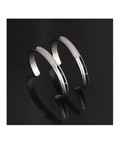 Hair Tie Bracelet Stainless Steel Grooved Cuff Bangle Gift for her (3 PCS Set) 2 PCS silver $14.66 Bracelets