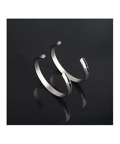 Hair Tie Bracelet Stainless Steel Grooved Cuff Bangle Gift for her (3 PCS Set) 2 PCS silver $14.66 Bracelets