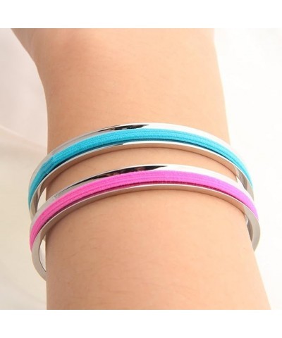 Hair Tie Bracelet Stainless Steel Grooved Cuff Bangle Gift for her (3 PCS Set) 2 PCS silver $14.66 Bracelets