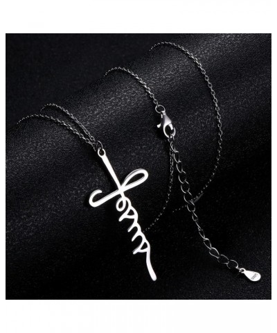 925 Sterling Silver Faith Cross Pendant Necklaces for Women 18K White Gold Plated Blessed Jesus Love Hope Grace Strength Side...