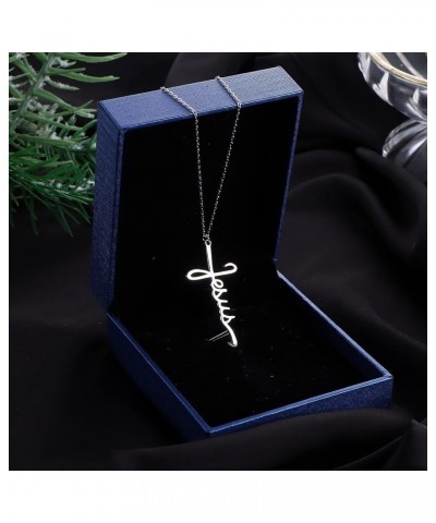 925 Sterling Silver Faith Cross Pendant Necklaces for Women 18K White Gold Plated Blessed Jesus Love Hope Grace Strength Side...