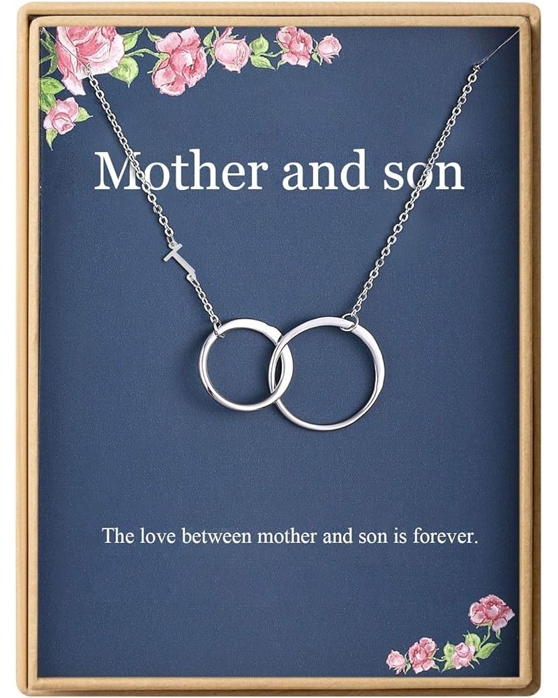 Mother's Day Gifts Mother And Son Necklace Initial Two Interlocking Infinity Double Circles Letters A-Z Alphabet Necklace for...