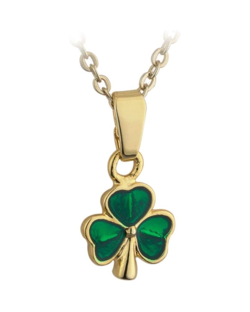 Shamrock Necklace Celtic Irish Gold Plated & Green Enamel Made in Ireland $25.79 Necklaces