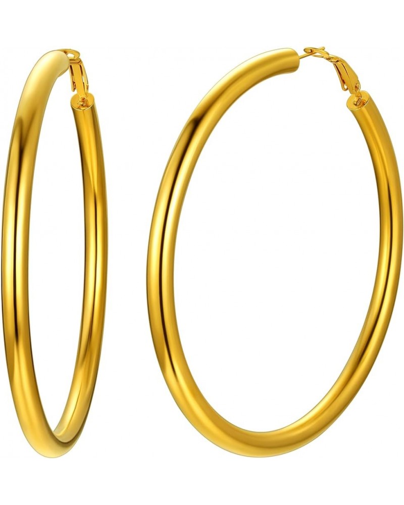 Minimalist Hoop Earrings for Women Fits Sensitive Ears 30/40/60/80mm Hoops Stainless Steel/18K Gold Plated Fashion Jewelry(wi...