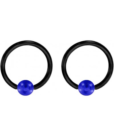 Pair of (18g, 16g, 14g, 12g, 10g or 8g) Custom Black & Blue Captive Bead Ring Lip, Belly, Nipple, Cartilage, Tragus, Septum, ...