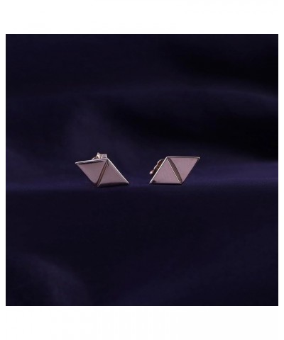 14K Gold Plated 925 Sterling Silver Plain Minimalist dainty Stud Earrings Jewelry For Her Women Birthday Rose-gold-plated-sil...