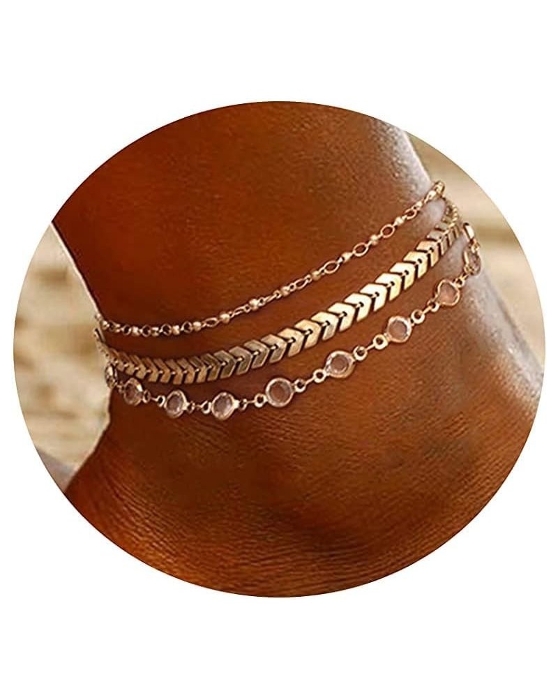 Gold Ankle Bracelets for Women 14K Gold Filled Anklets for Women Waterproof Cuban Tennis Link Stackable Anklets Set Layered A...