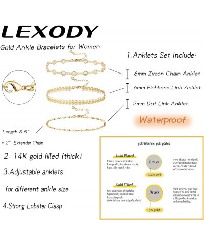 Gold Ankle Bracelets for Women 14K Gold Filled Anklets for Women Waterproof Cuban Tennis Link Stackable Anklets Set Layered A...