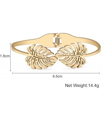 Stainless Steel Maple Leaf Bracelets Trendy Bangle Jewelry Palm Leaf Bracelets for Women Girls Charms Fall Gifts Gold Palm Le...