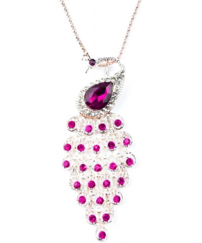 Fashion Colorful Noble Elegant Peacock Long Sweater Pendant Necklace Sparkling Pink $7.65 Necklaces