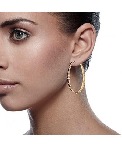 Women Fashion Leopard Print Crystal Big Round Hoop Earrings Gm148, Size: 5cm, Color: Gold Hoop $15.97 Earrings