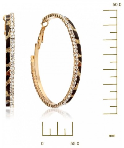 Women Fashion Leopard Print Crystal Big Round Hoop Earrings Gm148, Size: 5cm, Color: Gold Hoop $15.97 Earrings