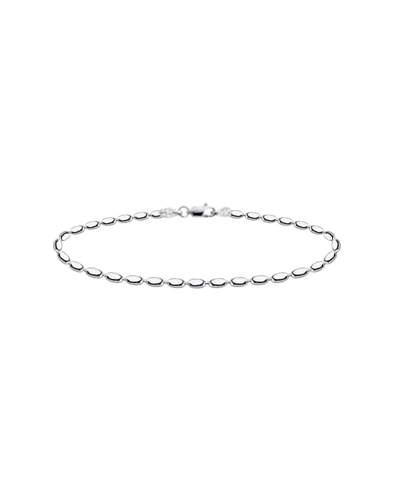 925 Sterling Silver Oval Rice Bead Strand Chain Bracelet For Women & Girls - Made in Italy Comes With a Gift Box 8.0 Inches 3...