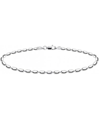 925 Sterling Silver Oval Rice Bead Strand Chain Bracelet For Women & Girls - Made in Italy Comes With a Gift Box 8.0 Inches 3...