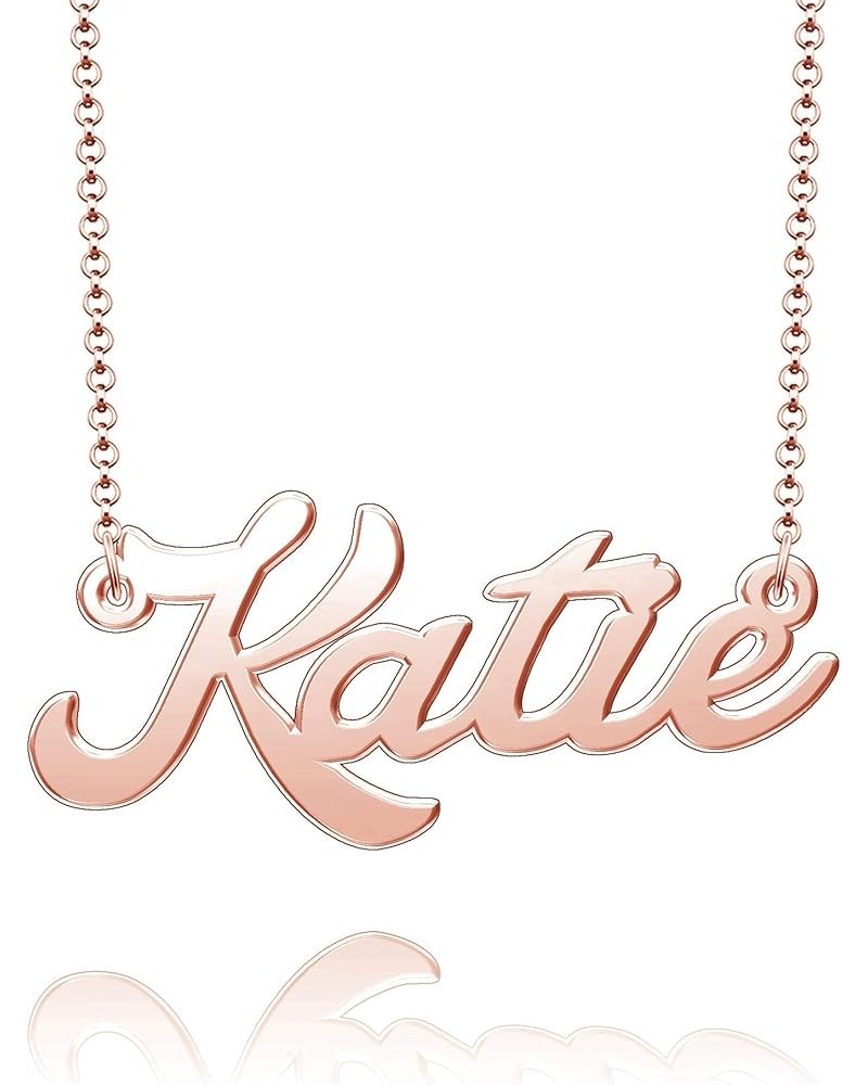 Sterling Silver Pendant Customized Plate Personalized Name Necklace Gift for Women Couple Katie Rose Gold $10.49 Necklaces