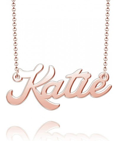 Sterling Silver Pendant Customized Plate Personalized Name Necklace Gift for Women Couple Katie Rose Gold $10.49 Necklaces