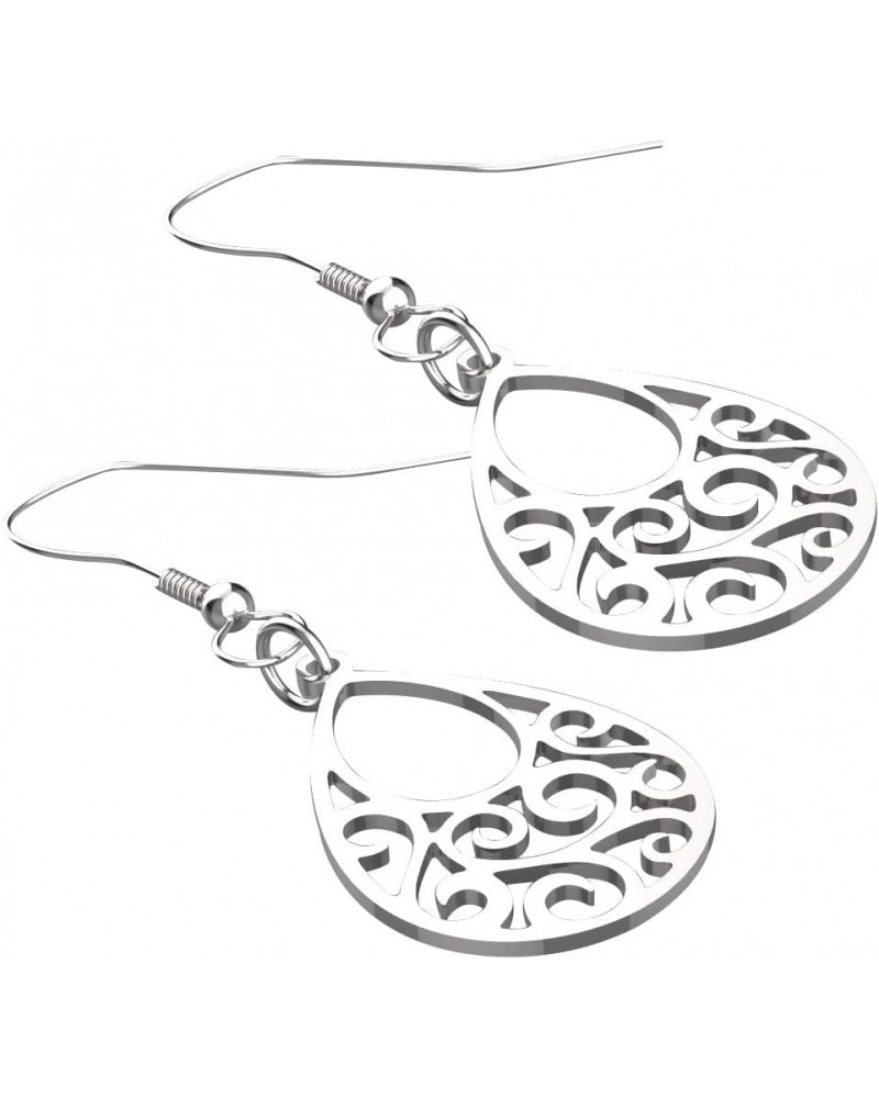 Stainless Steel Tree of Life Dangle Earrings for Womens, Teardrop Shape, Silver Color $8.79 Earrings