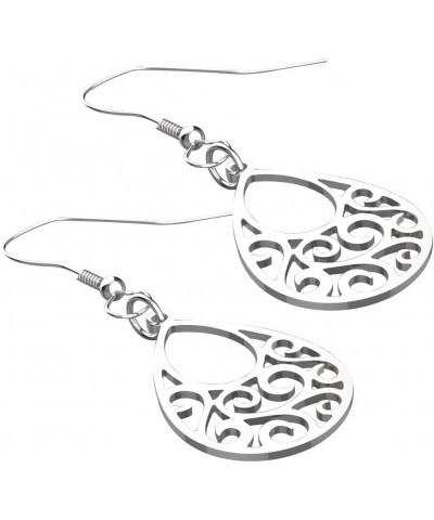 Stainless Steel Tree of Life Dangle Earrings for Womens, Teardrop Shape, Silver Color $8.79 Earrings