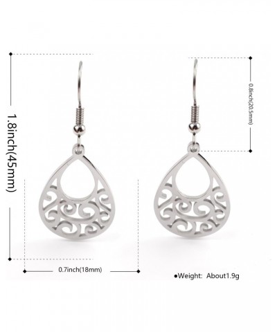 Stainless Steel Tree of Life Dangle Earrings for Womens, Teardrop Shape, Silver Color $8.79 Earrings