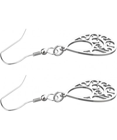 Stainless Steel Tree of Life Dangle Earrings for Womens, Teardrop Shape, Silver Color $8.79 Earrings