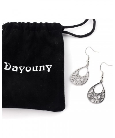 Stainless Steel Tree of Life Dangle Earrings for Womens, Teardrop Shape, Silver Color $8.79 Earrings