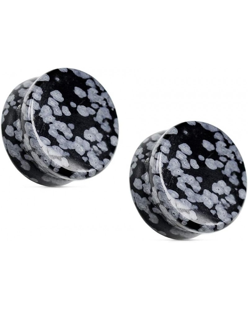 Natural Snowflake Obsidian Semi-Precious Stone Saddle Plugs, Sold as a Pair 14mm (9/16") $10.19 Body Jewelry