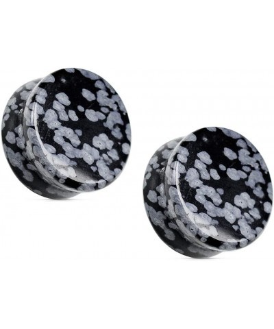 Natural Snowflake Obsidian Semi-Precious Stone Saddle Plugs, Sold as a Pair 14mm (9/16") $10.19 Body Jewelry